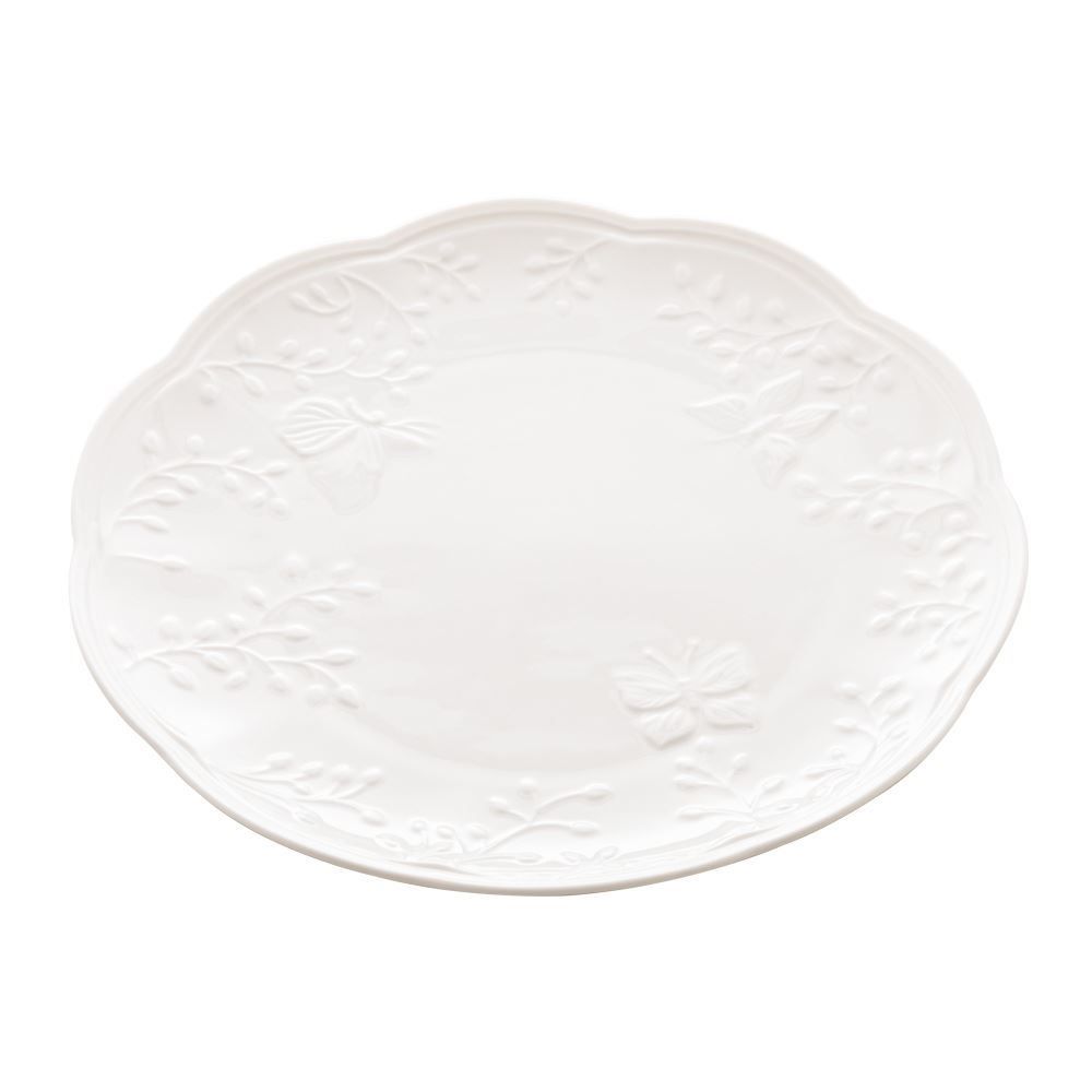 Prato Raso Lyor de Porcelana Butterfly 27Cm - Branco