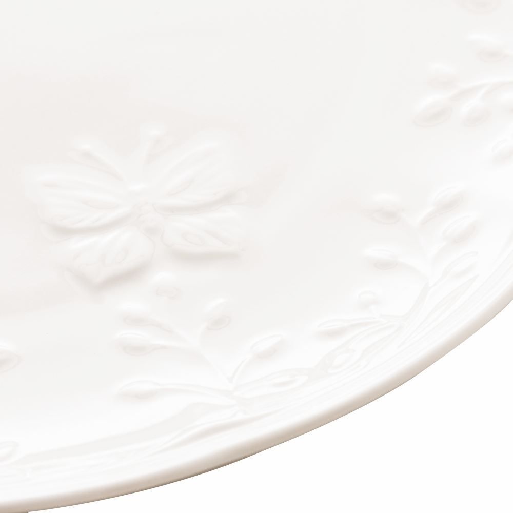 Prato Raso Lyor de Porcelana Butterfly 27Cm - Branco