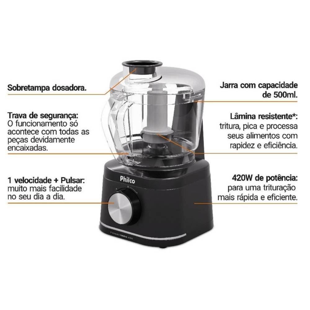 Processador Philco 420W Jarra para 500ml PMN04A