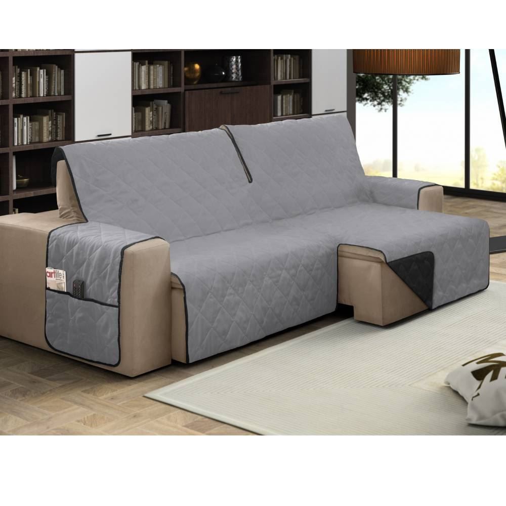 Protetor Para Sofá Dupla Face 4 Lugares Havan Casa - Cinza e Preto