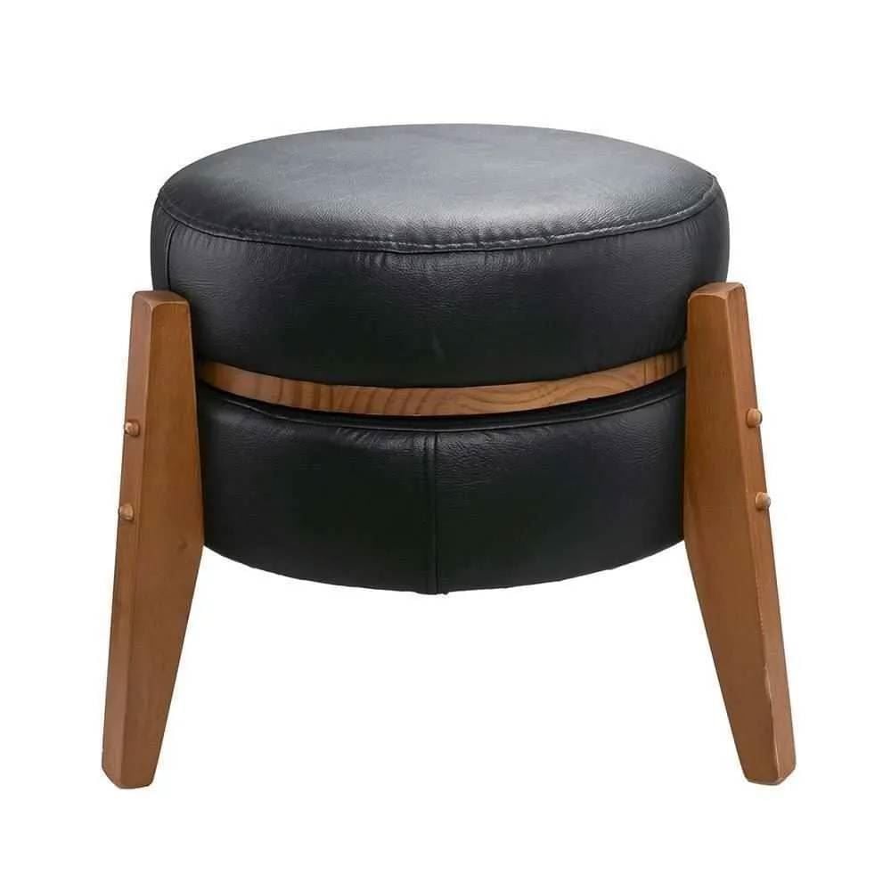 Puff Multiuso Jakarta 39X41 Cm Havan Casa - Preto/Couro Sintético