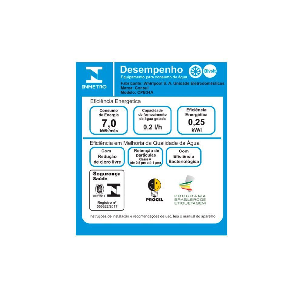 Purificador De Água Cpb34af Cinza Consul - Bivolt