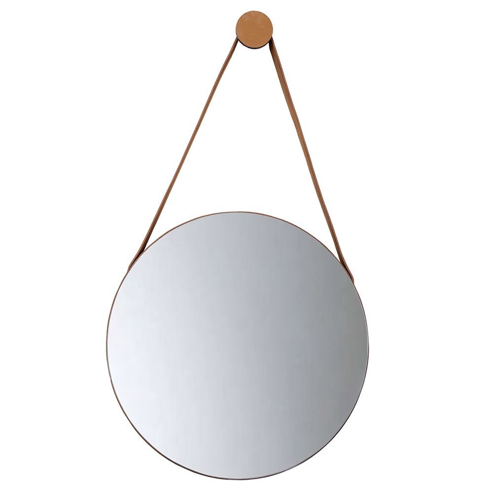 Quadro De Espelho Com Alça De Couro Havan Casa 40Cm - Caramelo