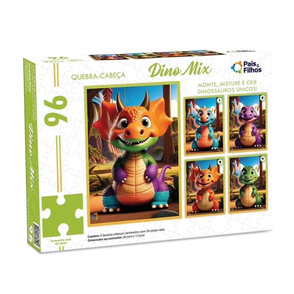 Quebra-Cabeça Dinossauro 4X1 96 Peças Pais & Filhos - 793016
