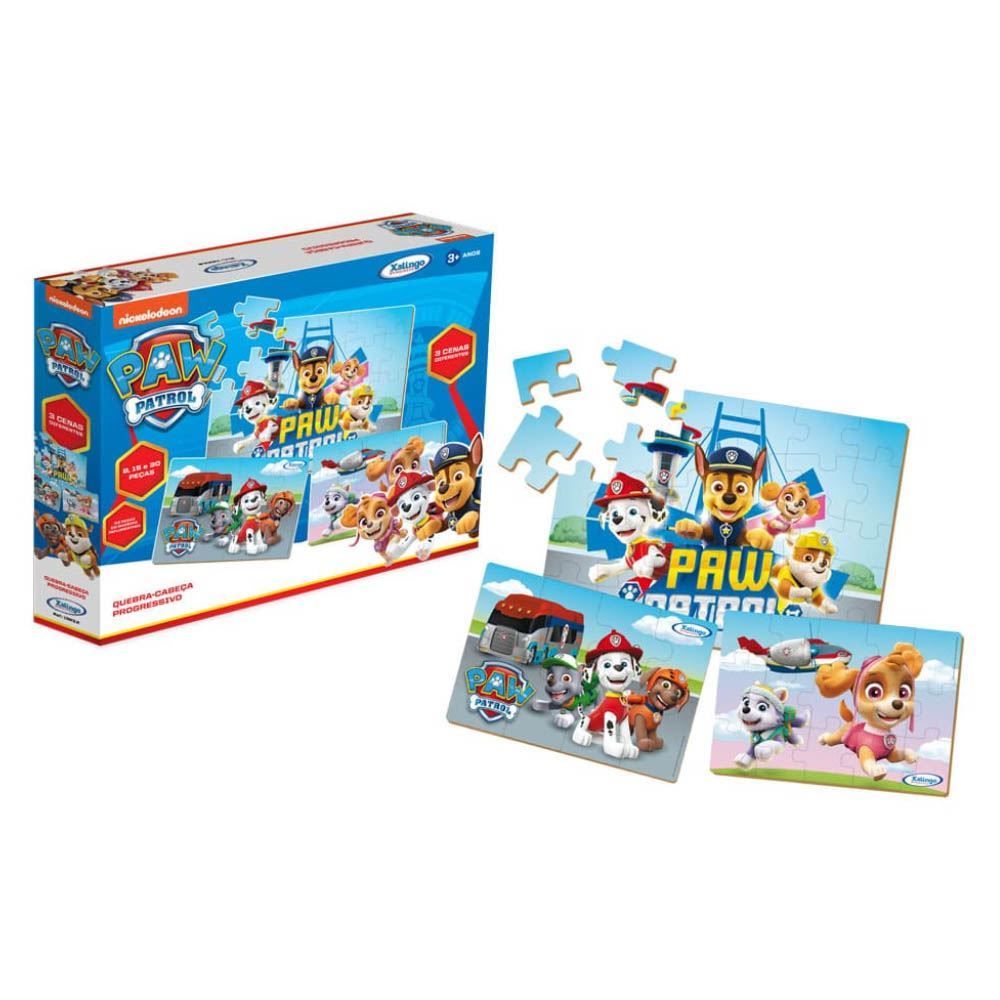 Quebra-Cabeça Progressivo Patrulha Canina 53 Peças Xalingo - 13832