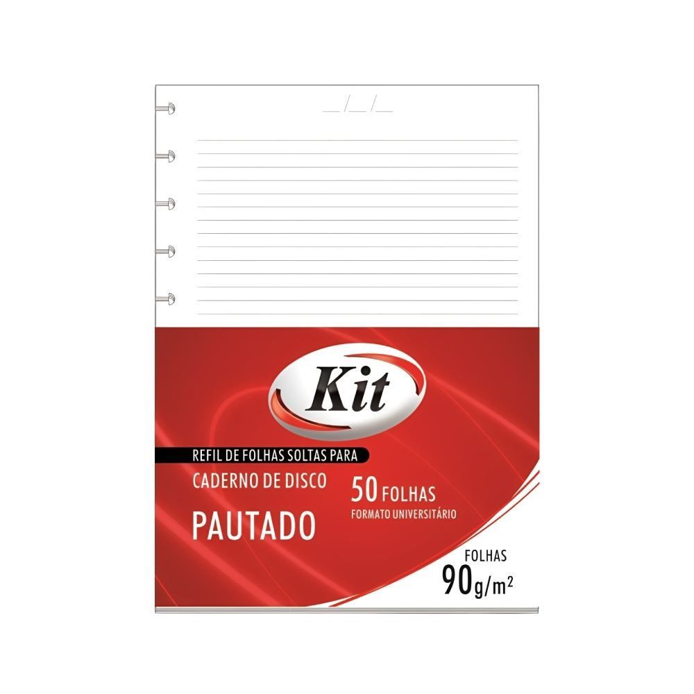 Refil Folhas Kitdisc Branco com 50 Folhas Kit Style - 739607