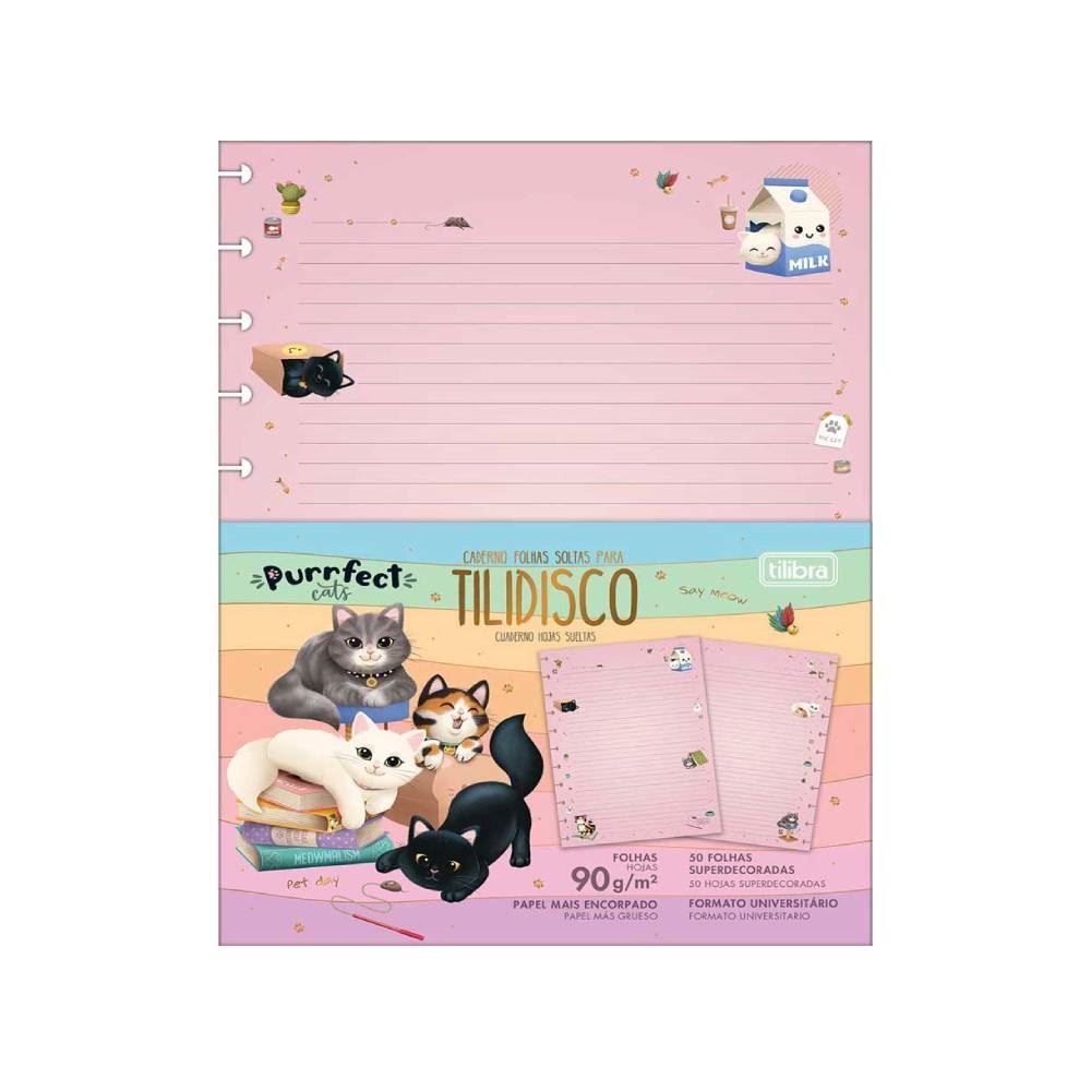 Refil Para Tilidisco Purrfect Cats Tilibra - 50 Folhas