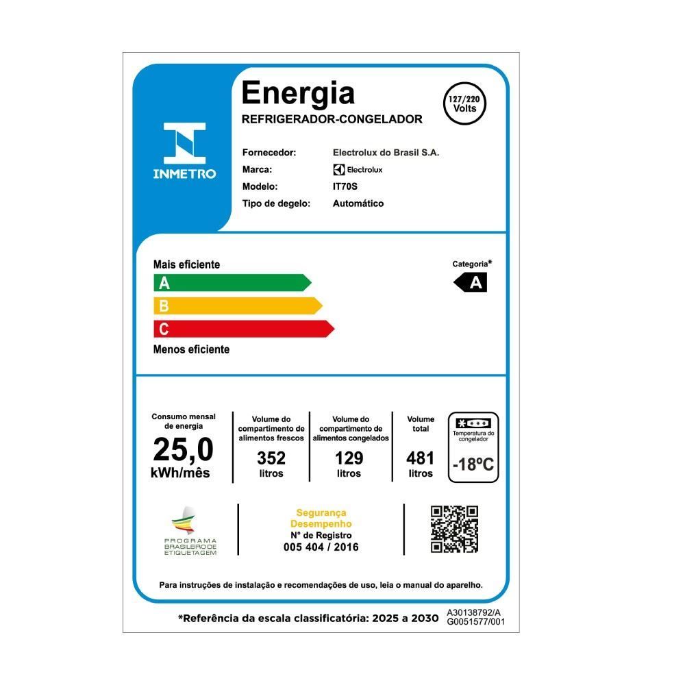 Refrigerador Geladeira Electrolux Frost Free Inverte 480 Litros It70s - Bivolt