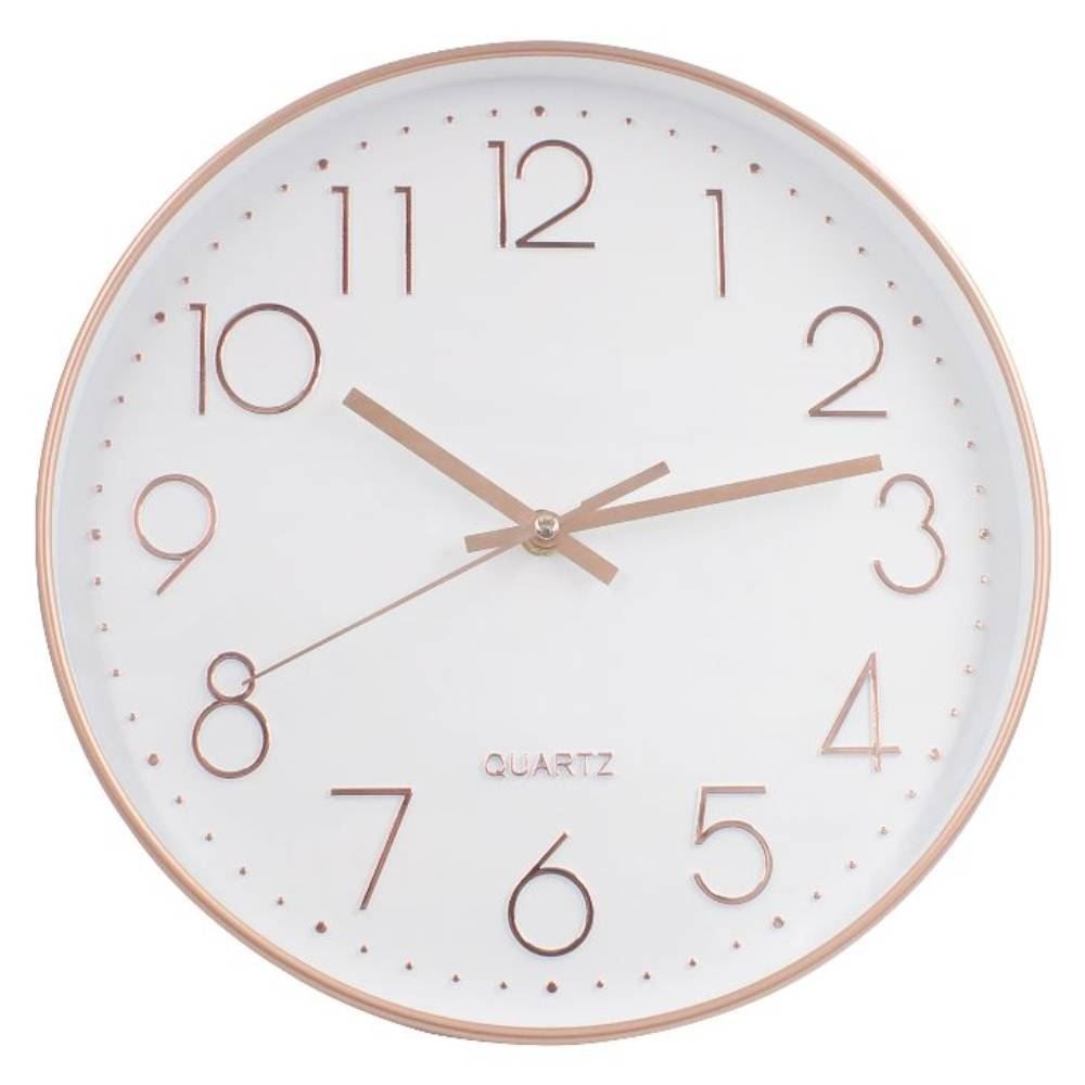 Relógio De Parede Branco E Rose Metalizado Havan Casa - 30cm