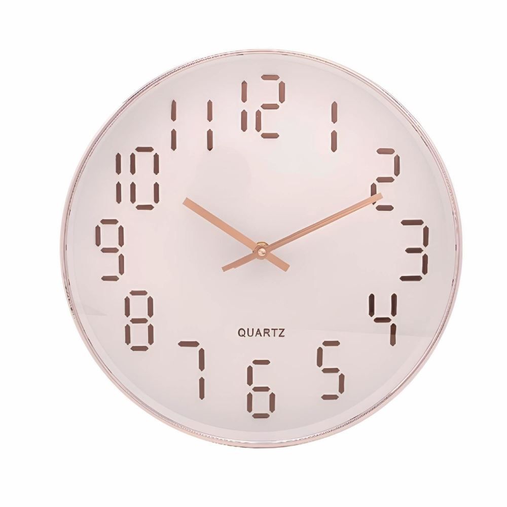 Relógio De Parede Lyor 30,5 Cm - Branco Com Rose 