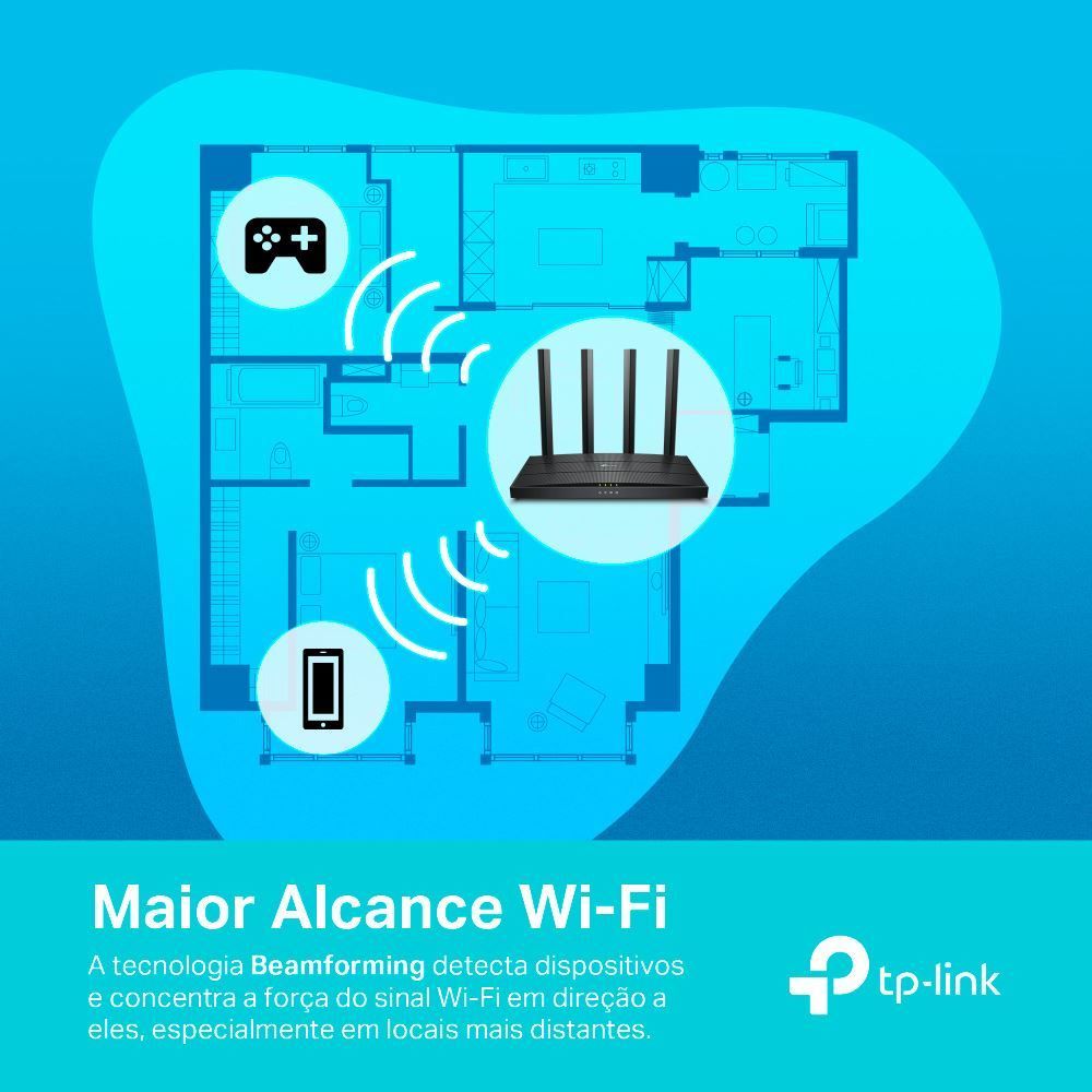 Roteador Wifi 6 Dual Band 2.4/5 Ghz Tp Link  Archer Ax1500 - Bivolt
