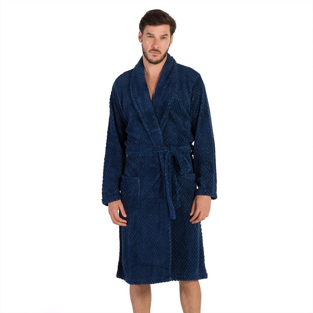 Roupão Gg Microfibra Masculino Marc Alain - Azul Profundo