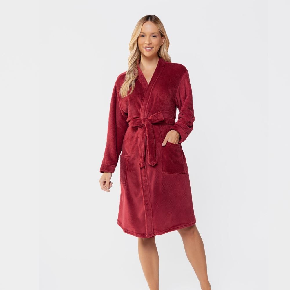 Roupão Adulto G Microfibra Paris Havan Casa - Bloodstone