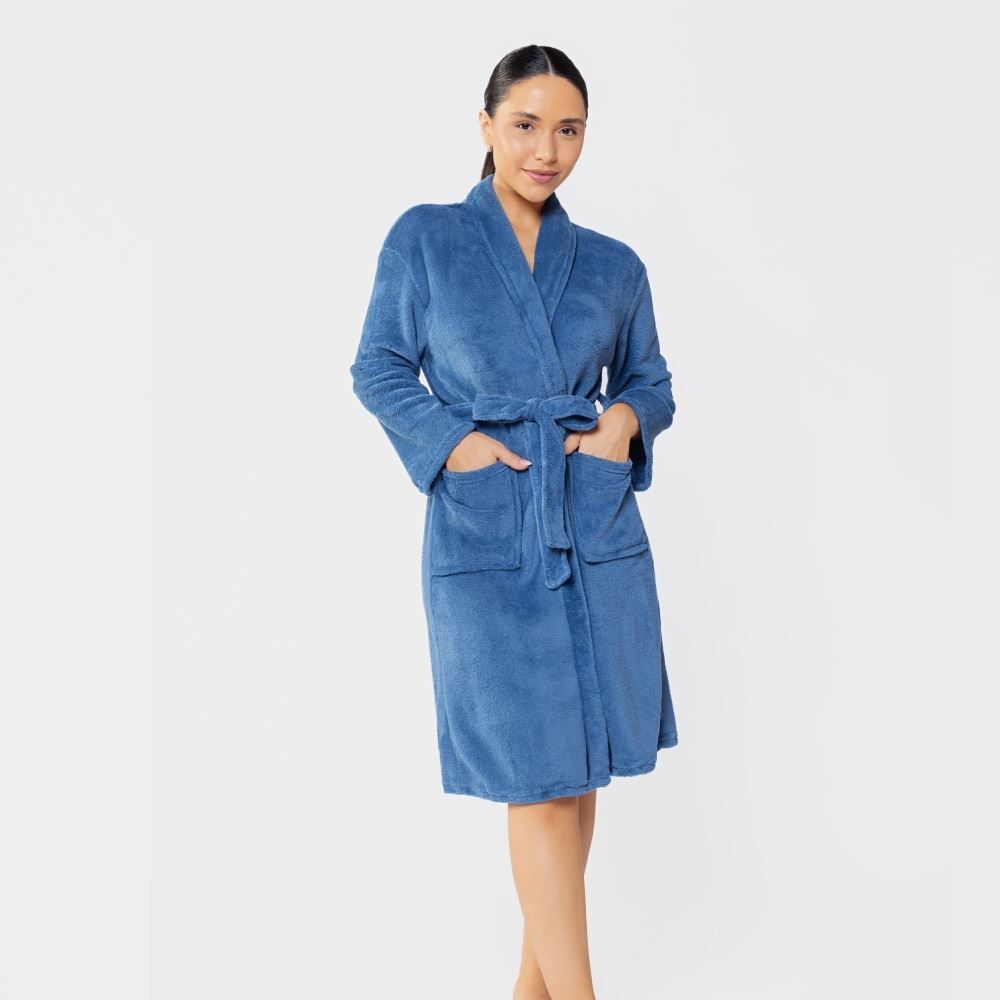 Roupão Adulto P Microfibra Paris Havan Casa - Azul Atlântico