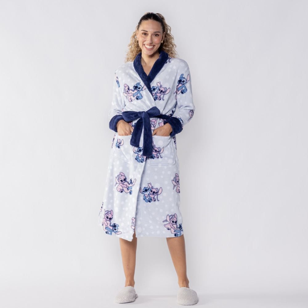 Roupão Adulto Unissex Disney Microfibra P - Stitch e Angel
