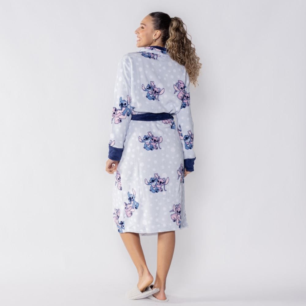 Roupão Adulto Unissex Disney Microfibra P - Stitch e Angel