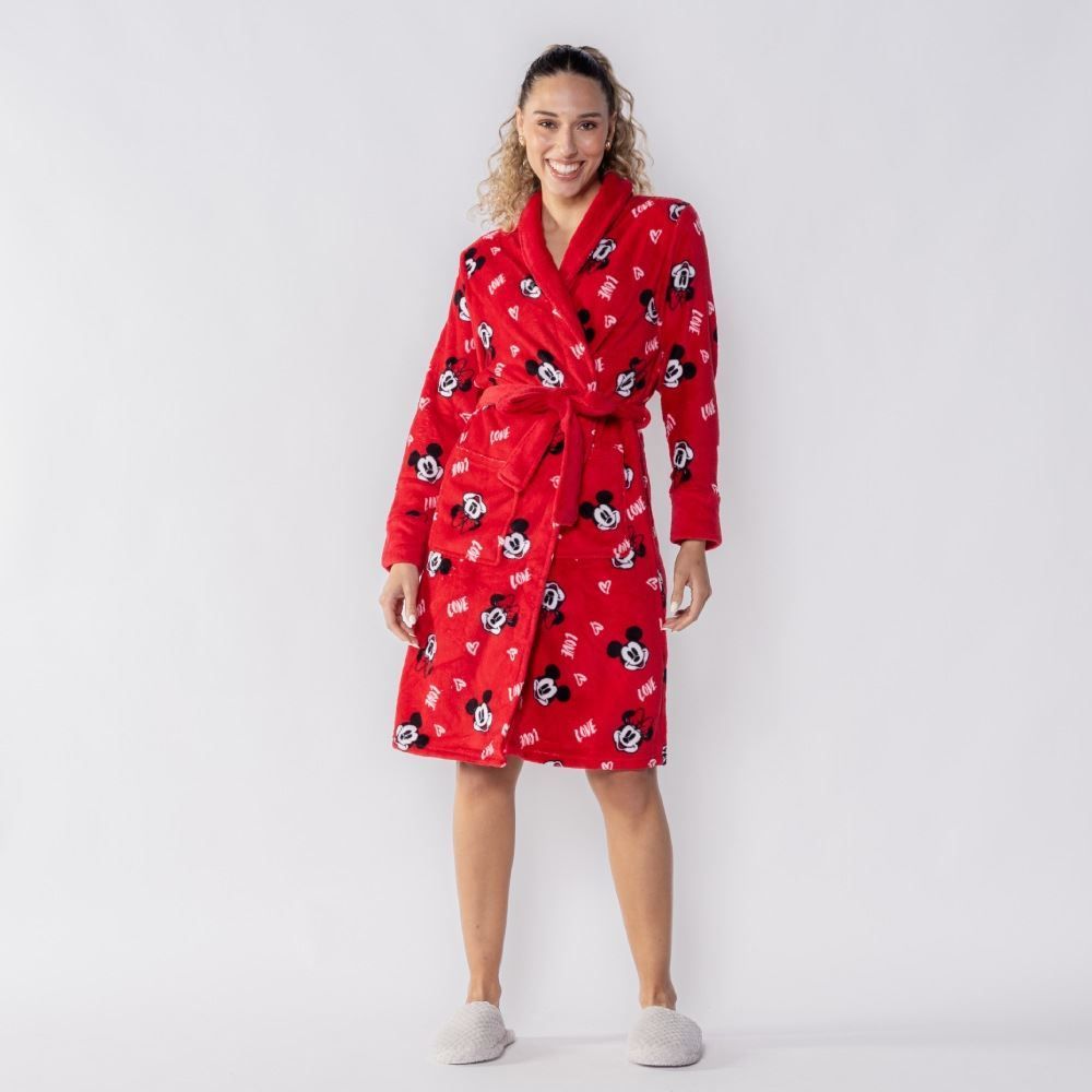 Roupão Adulto Unissex Disney Microfibra P - Mickey e Minnie Love
