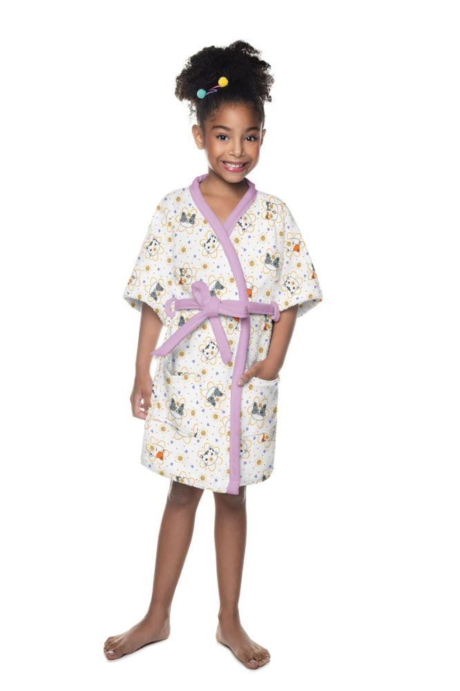 Roupão Infantil Felpudo P Estampado Lepper 1 Pç - Miau Lilas