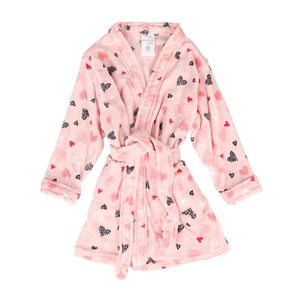 Roupão Infantil G Microfibra Lumini Havan Kids - Coração Rosa