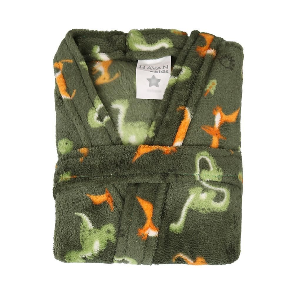 Roupão Infantil G Microfibra Lumini Havan Kids - Dinossauro Verde