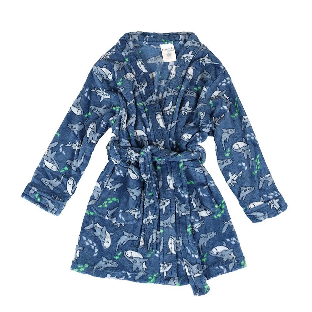 Roupão Infantil G Microfibra Lumini Havan Kids - Tubarão Azul