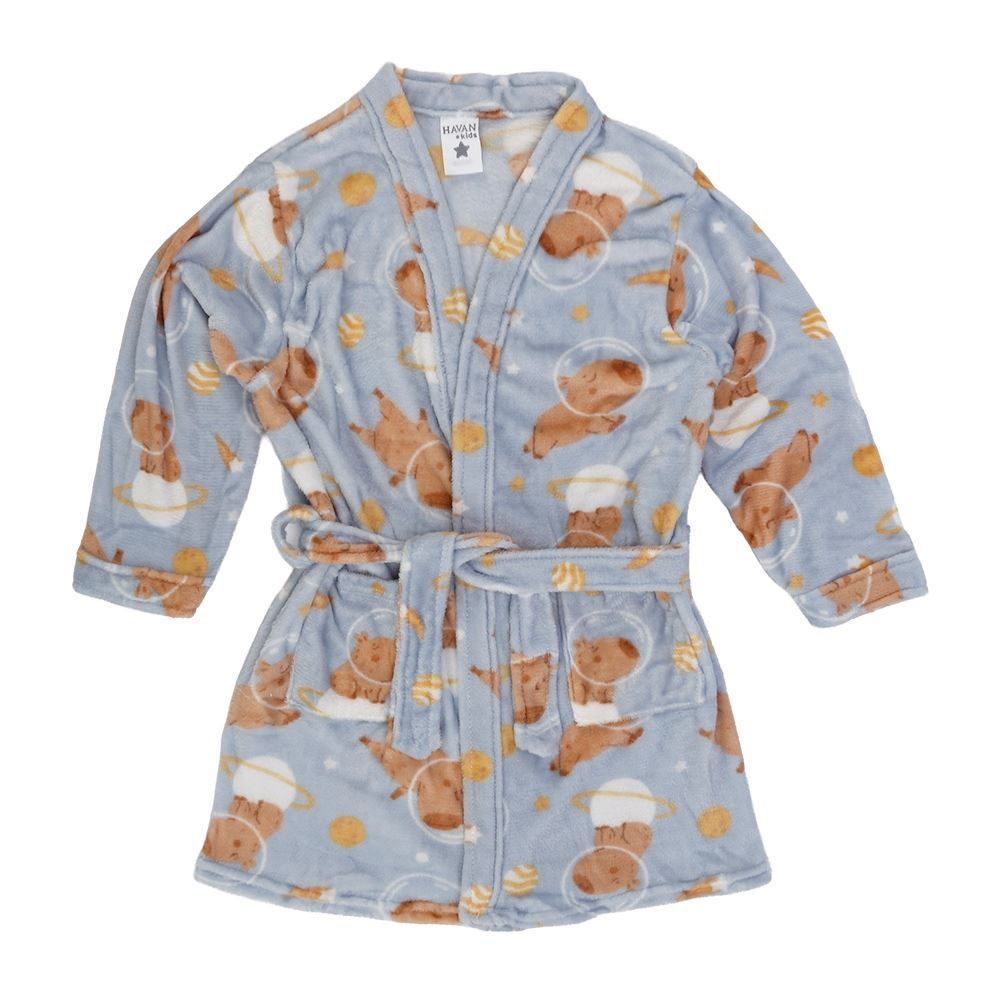 Roupão Infantil G Microfibra Lumini Havan Kids - Capivara Astronauta