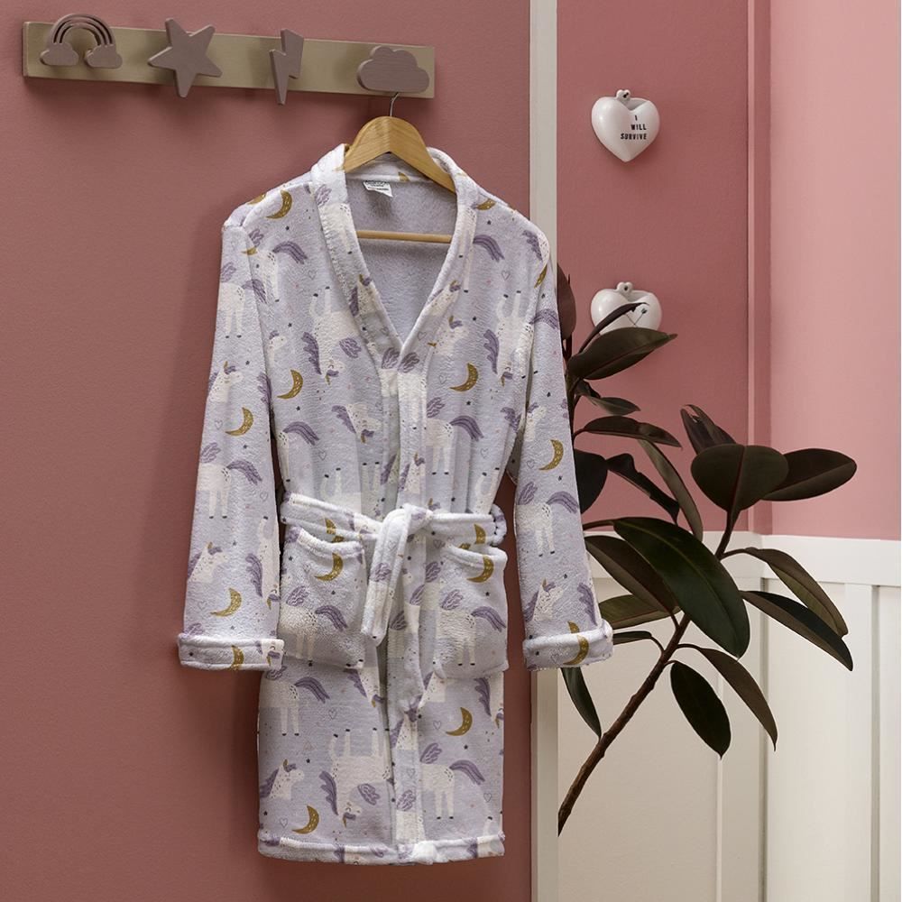 Roupão Infantil M Microfibra Lumini Havan Kids - Unicórnio Lilás