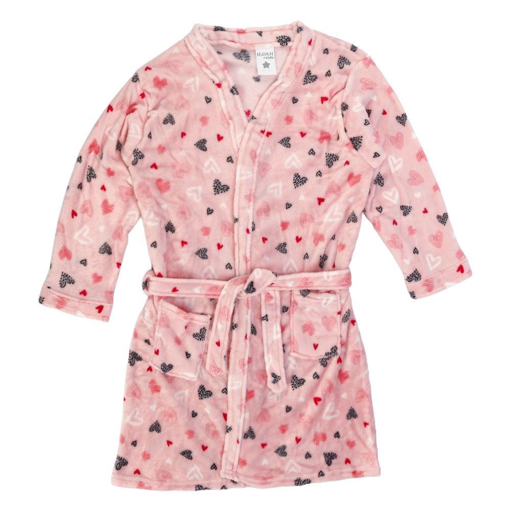 Roupão Infantil m Microfibra Lumini Havan Kids - Coração Rosa