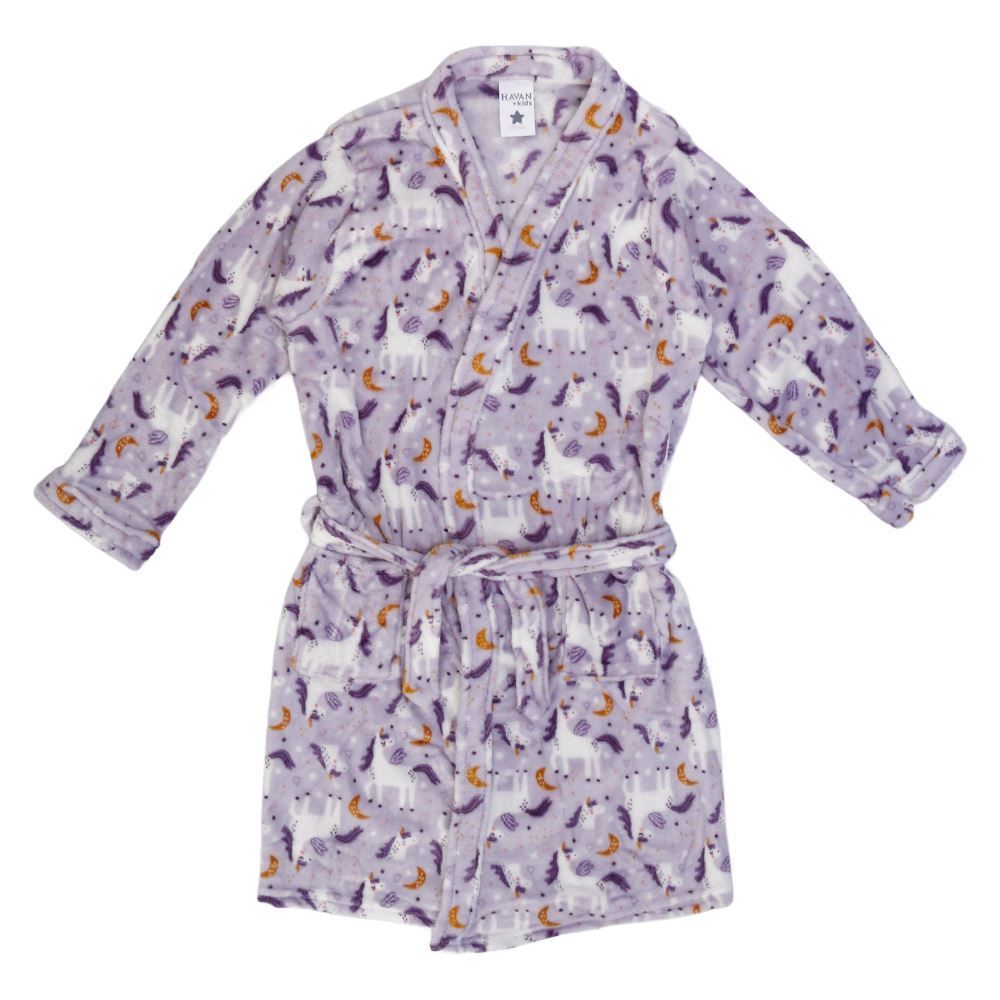 Roupão Infantil m Microfibra Lumini Havan Kids - Unicórnio Lilás