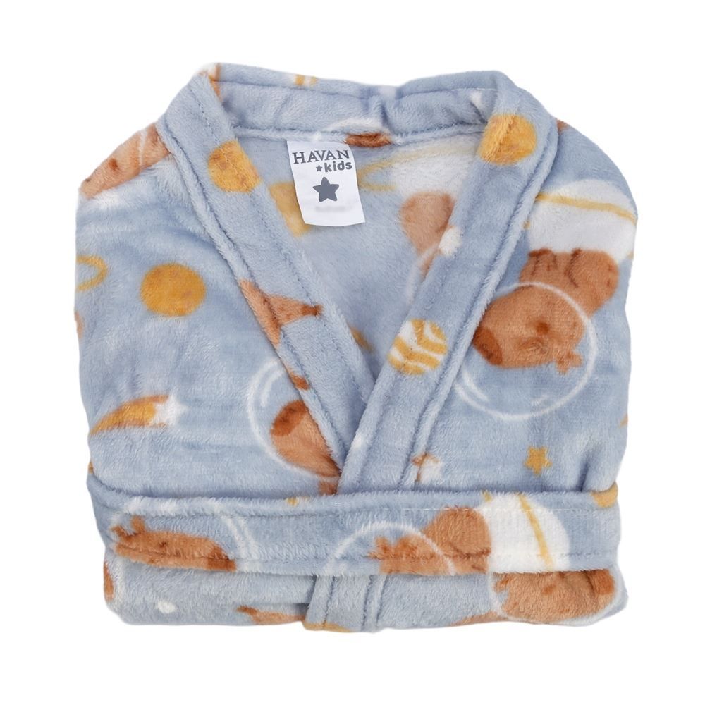 Roupão Infantil m Microfibra Lumini Havan Kids - Capivara Astronauta