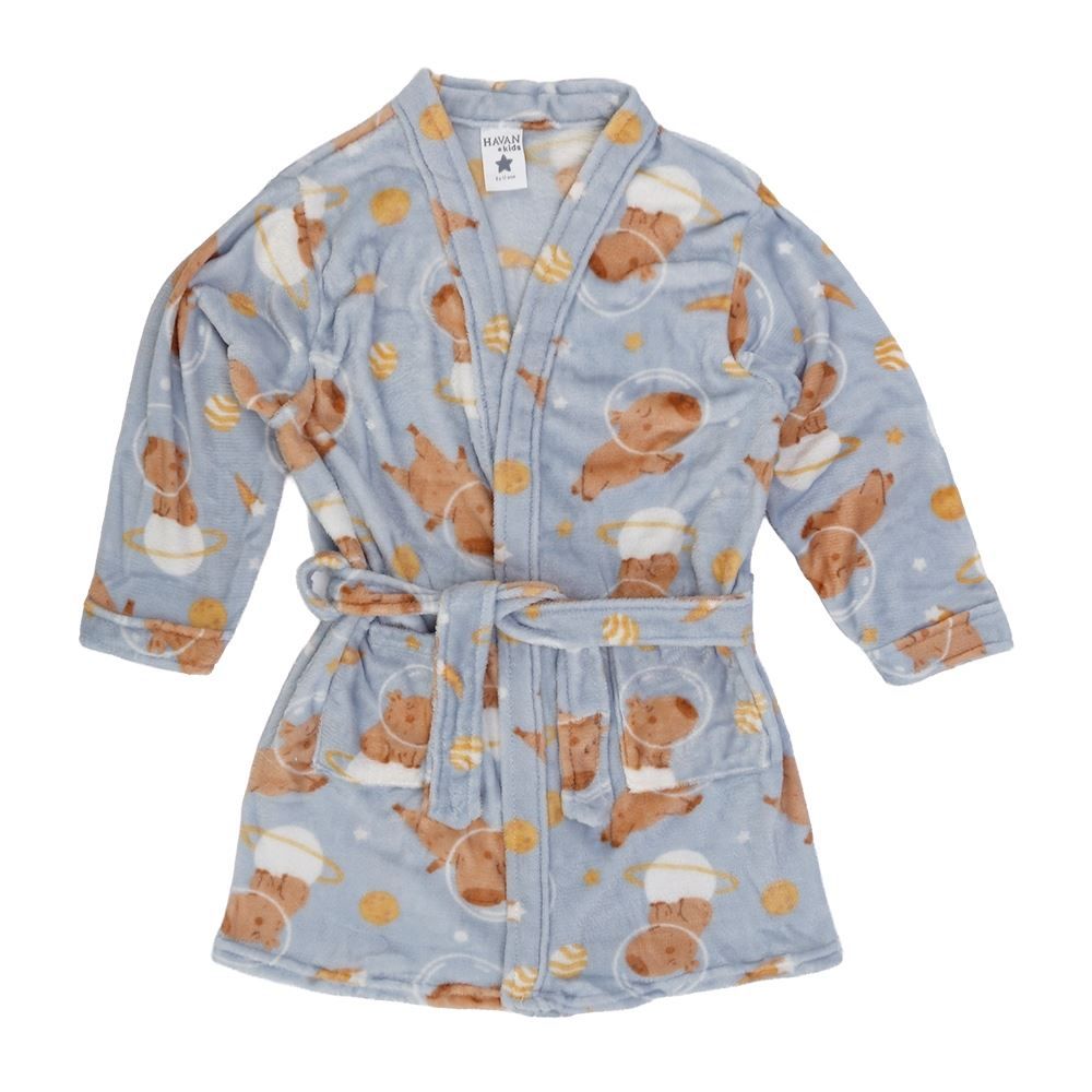 Roupão Infantil m Microfibra Lumini Havan Kids - Capivara Astronauta