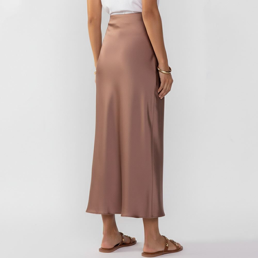 Saia Midi Feminina Em Cetim Patricia Foster