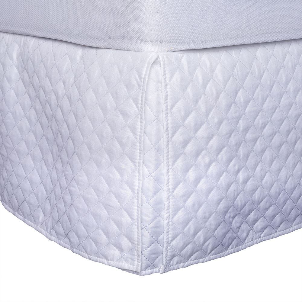 Saia Para Cama Box Solteiro Matelassê Veste Fácil - Branca