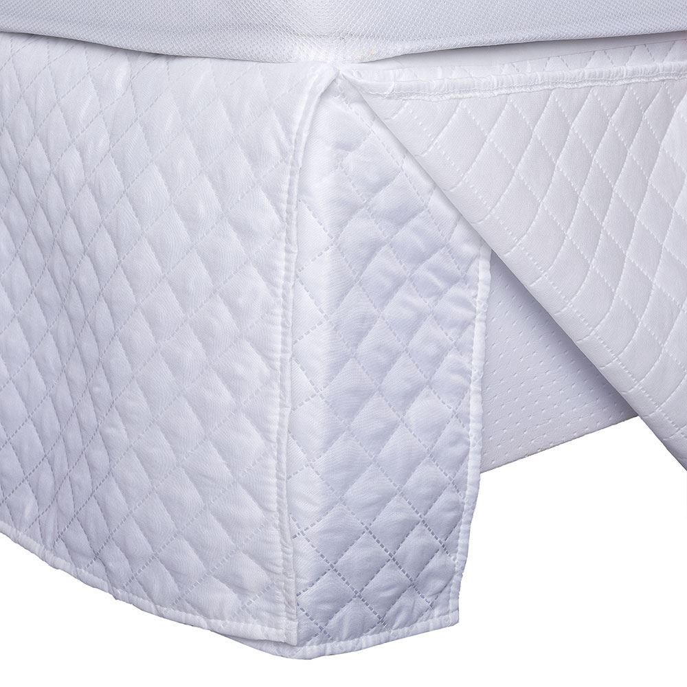 Saia Para Cama Box Solteiro Matelassê Veste Fácil - Branca