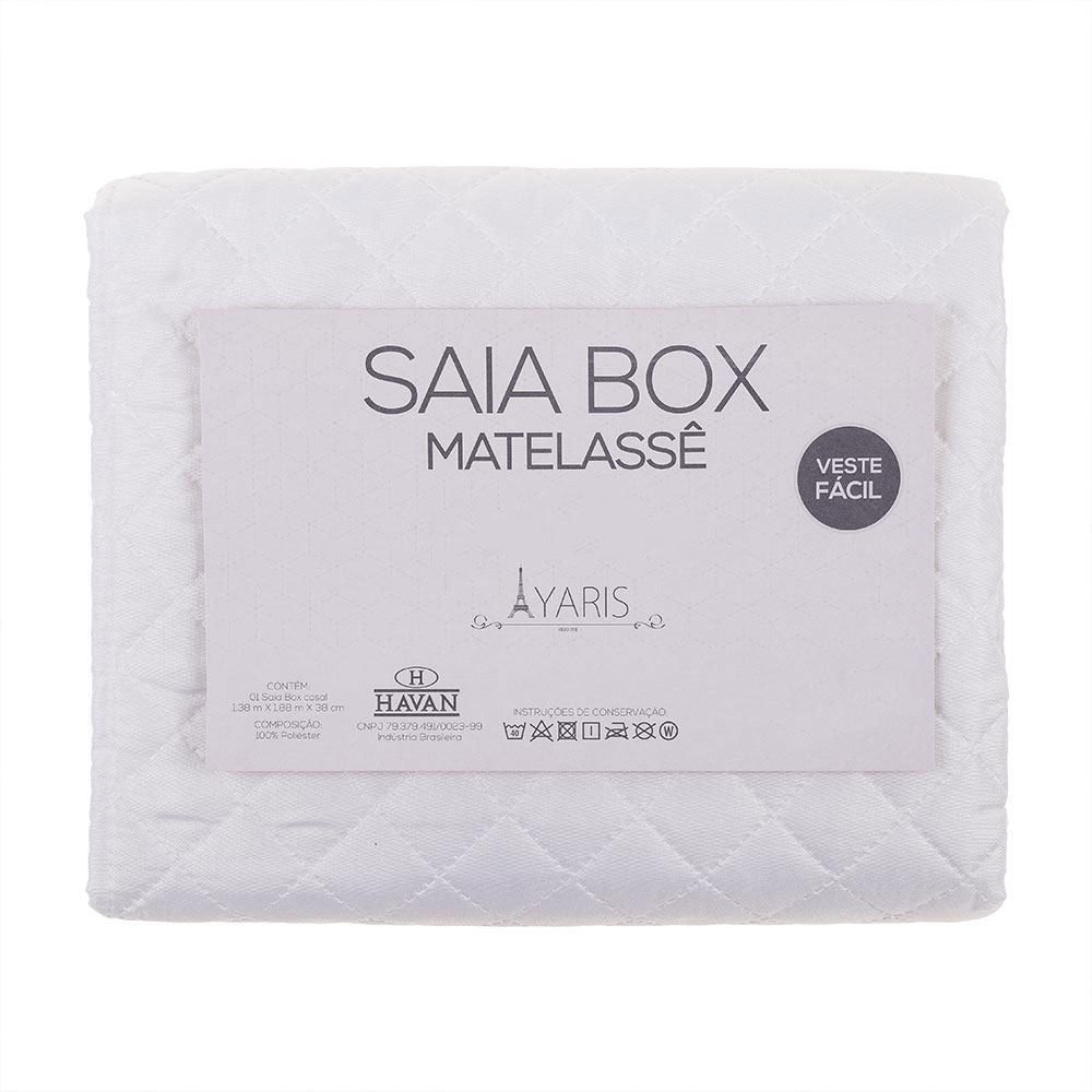 Saia Para Cama Box Solteiro Matelassê Veste Fácil - Branca