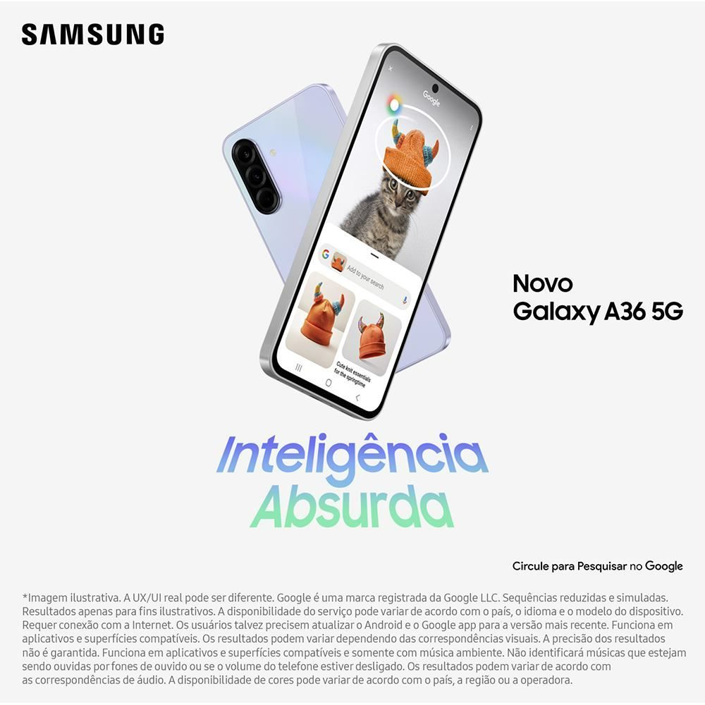 Samsung Galaxy A36 5G, 256 Gb, 8 Gb, Câmera Tripla - BRANCO