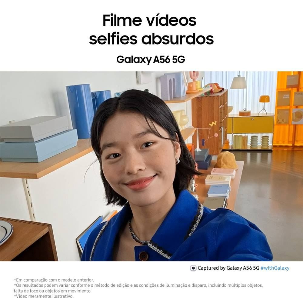 Samsung Galaxy A56 5G, 128 Gb, 8 Gb, Câmera Tripla - CINZA