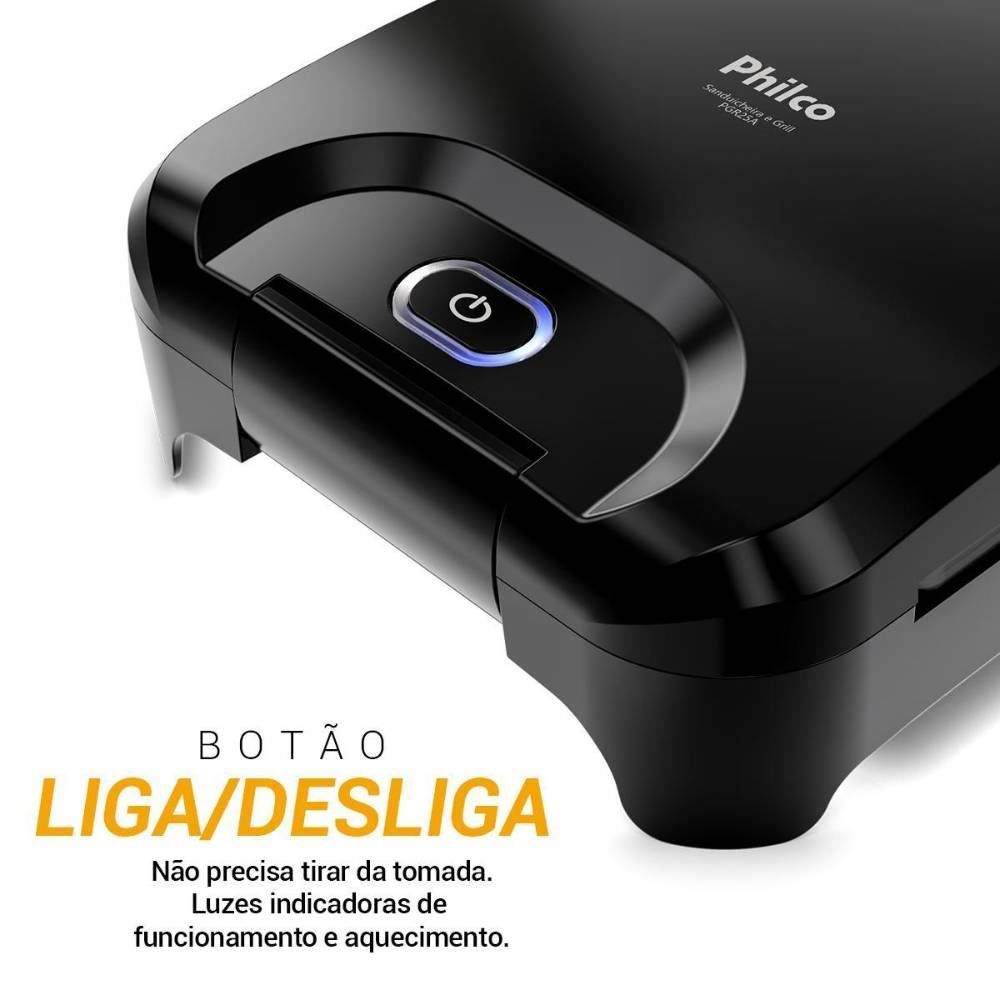 Sanduicheira e Grill Philco 2 em 1 Antiaderente 750W PGR25A