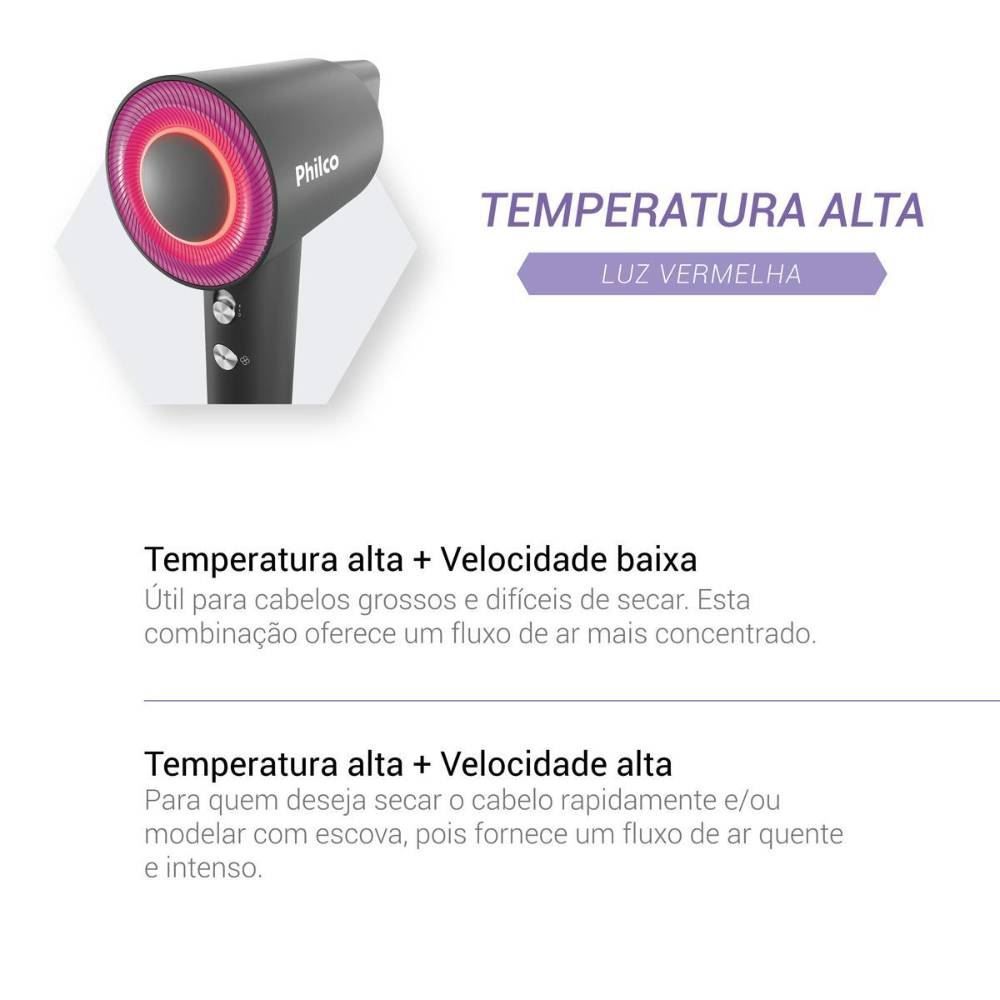 Secador de Cabelos Philco 1600W 4 temperaturas PSC3600