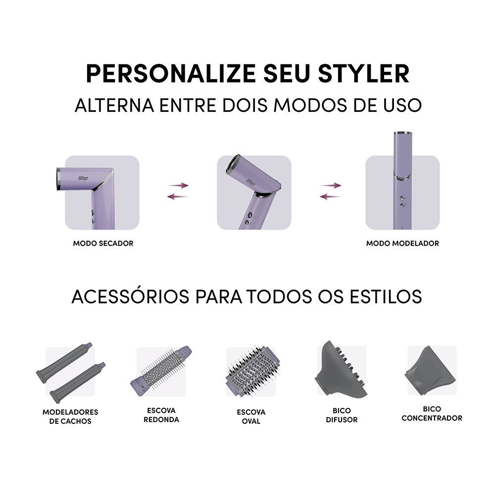 Secador e Modelador Wap Intense Styler ws1600 Digital 5 em 1