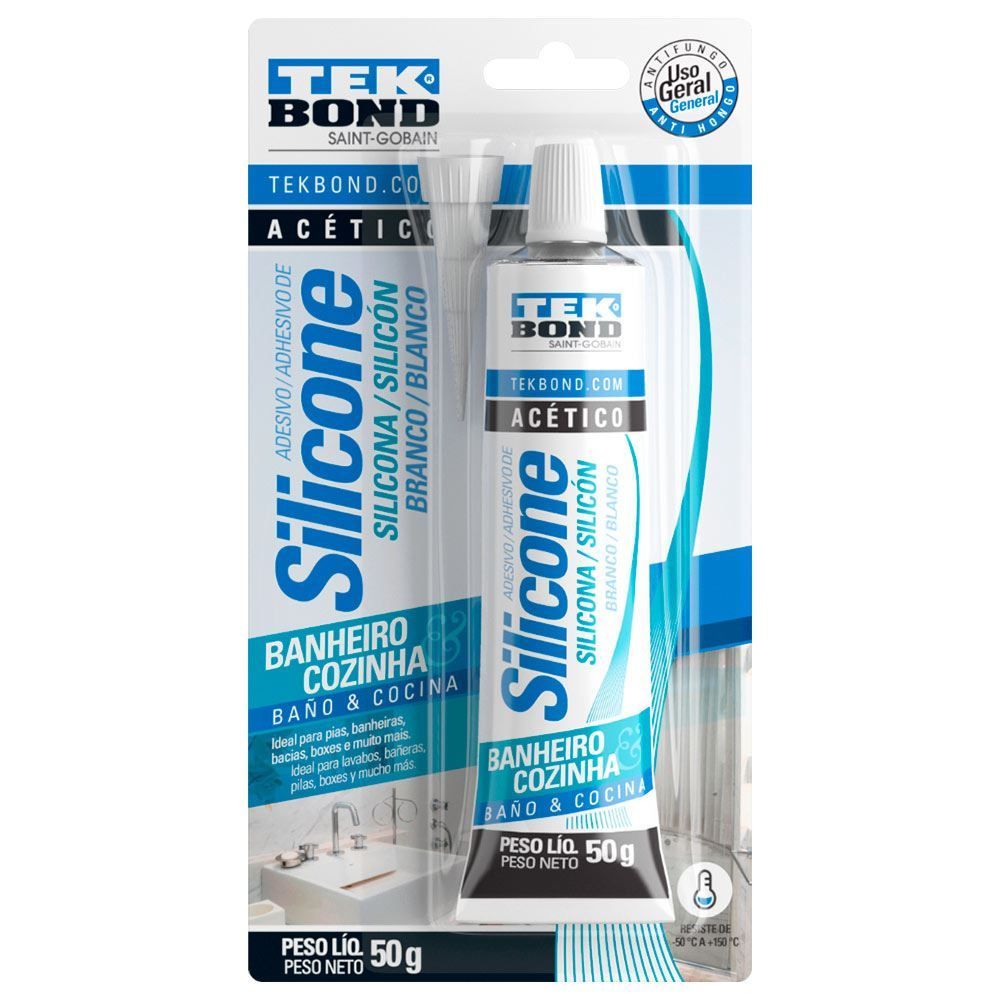 Silicone Acético Banheiro & Cozinha Branco Tekbond - 50g