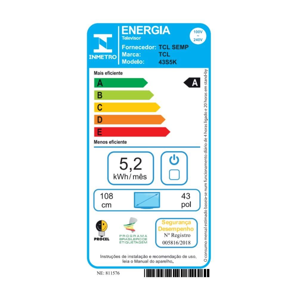 Smart Tv 43" Tcl 43S5k Qled Full Hd Google Tv Wi-Fi