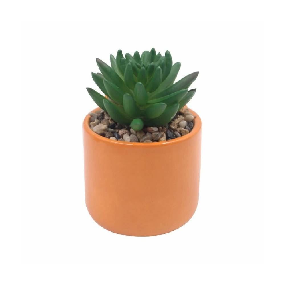 Suculenta Artificial Com Vaso 13 Cm Havan Casa - Laranja