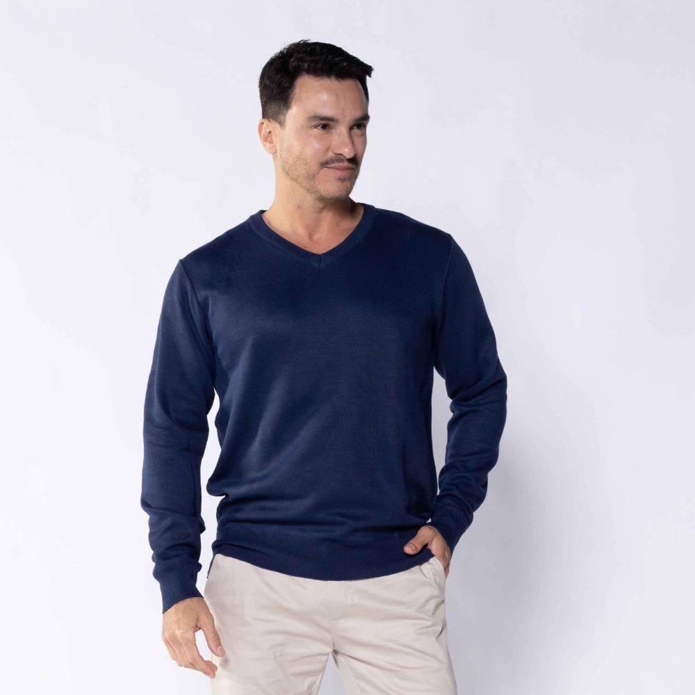 Suéter Masculino De Tricot Gola V Marc Alain