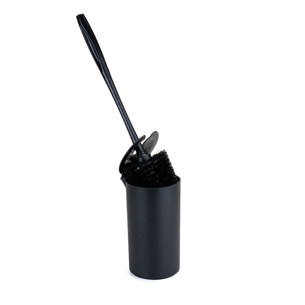 Suporte Com Tampa Articulável Redonda Com Escova Sanitária Black Arthi