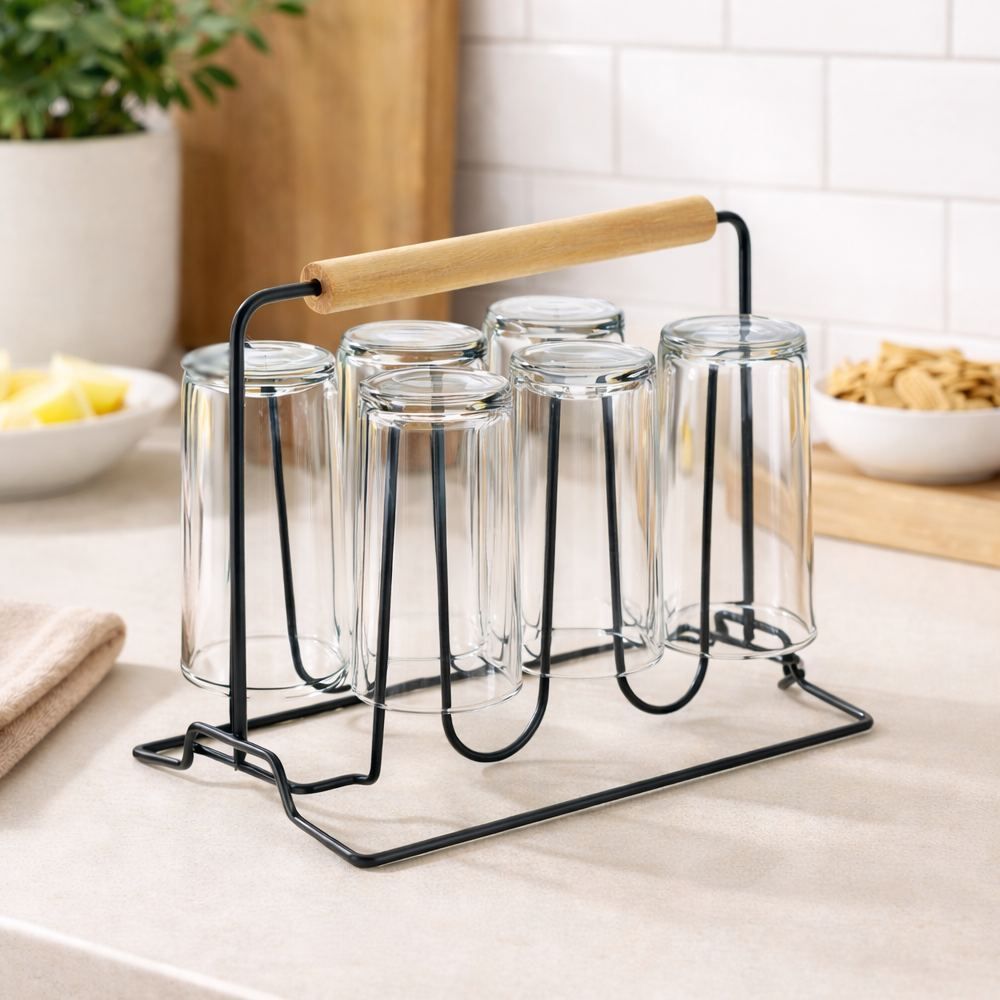 Suporte para 6 Copos Eco Design Black Arthi - Preto