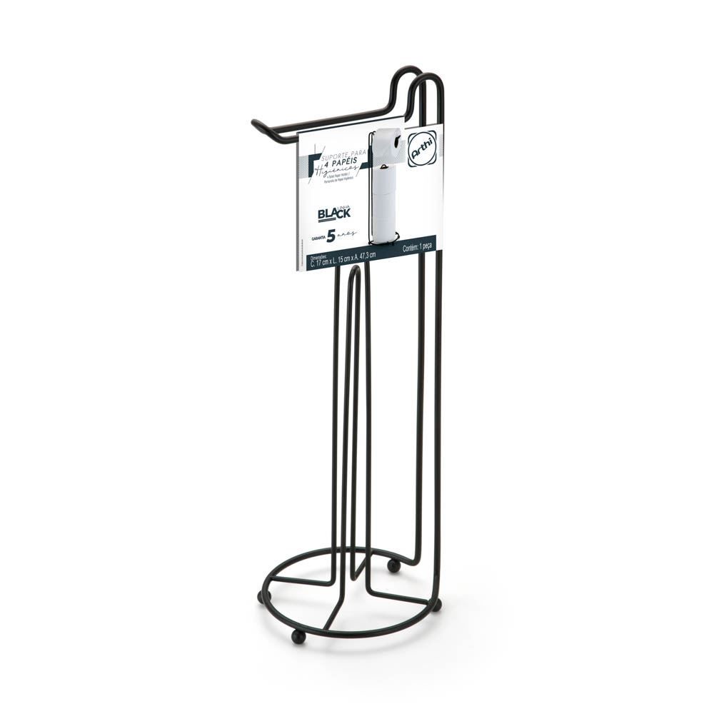 Suporte Para Quatro Rolos De Papel Higiênico Black Arthi - Preto
