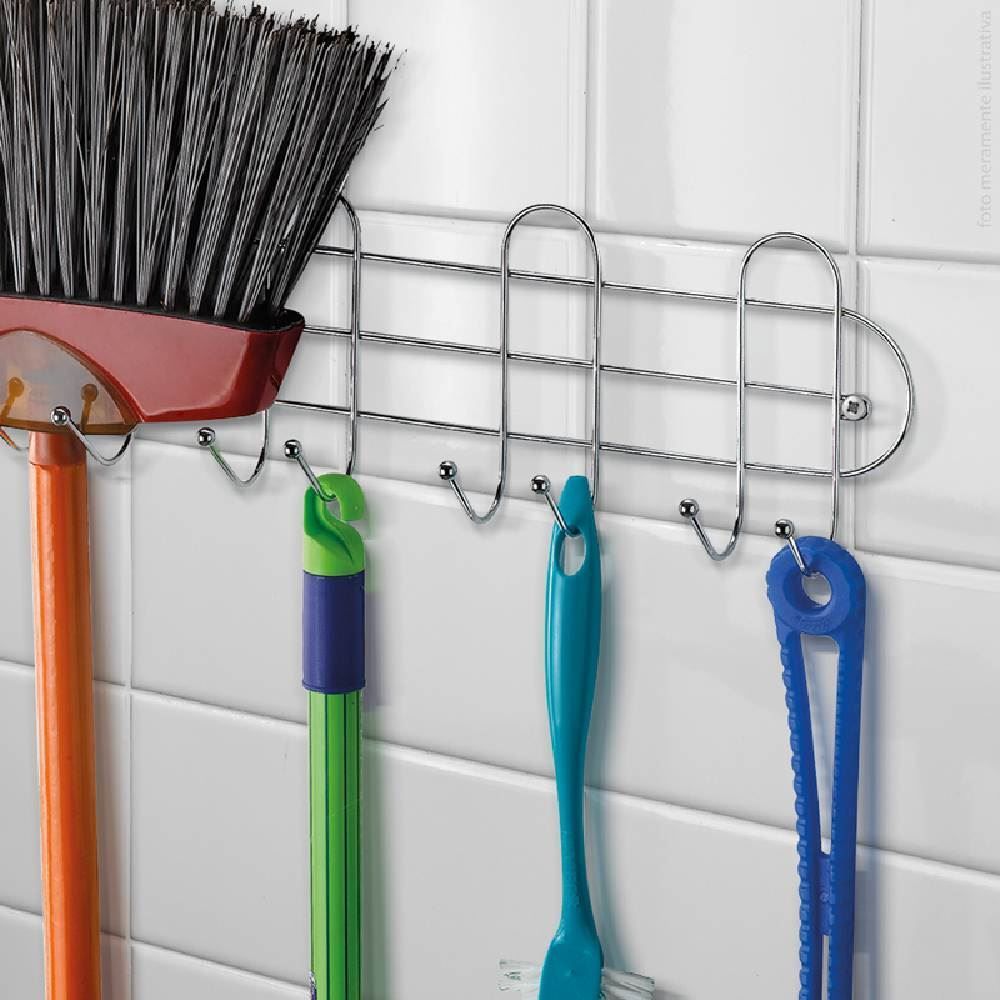 Suporte Para Vassouras Arthi 41Cm - Aço Cromado
