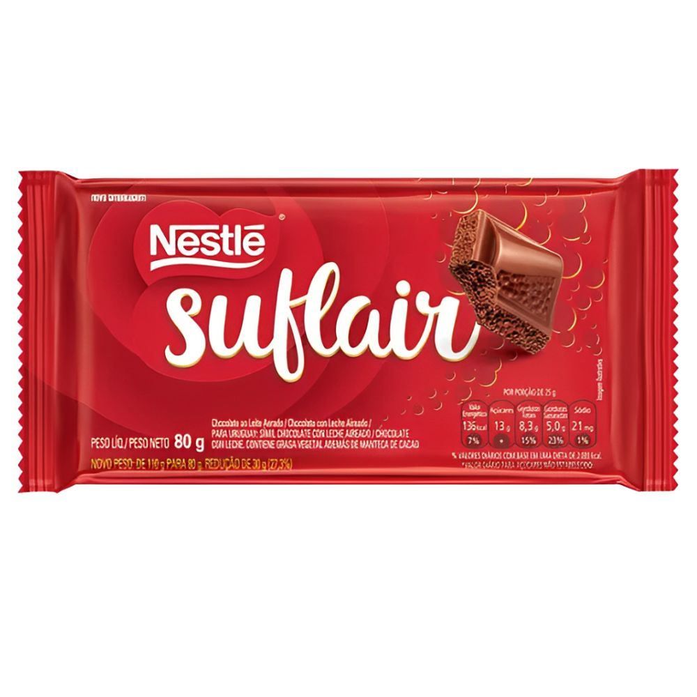 Barra De Chocolate Suflair Ao Leite - 80g