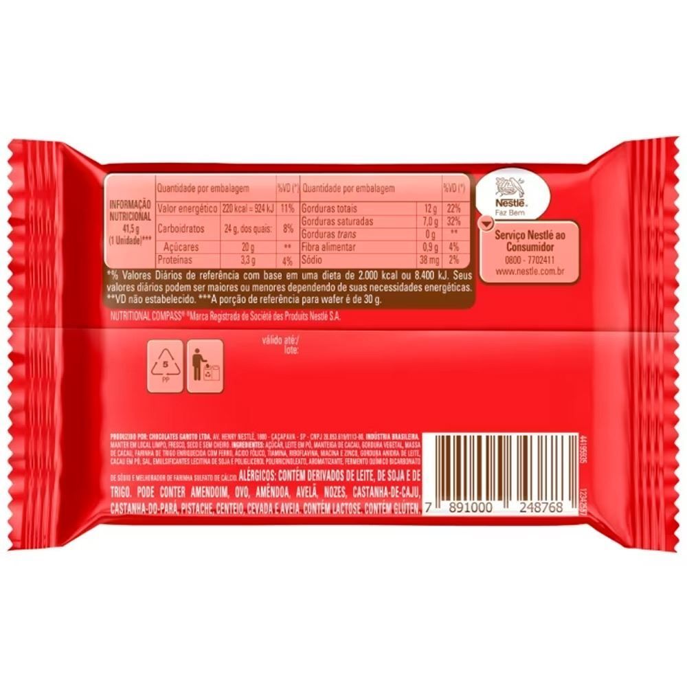 Kit Kat De Chocolate Ao Leite Nestlé - 41,5g
